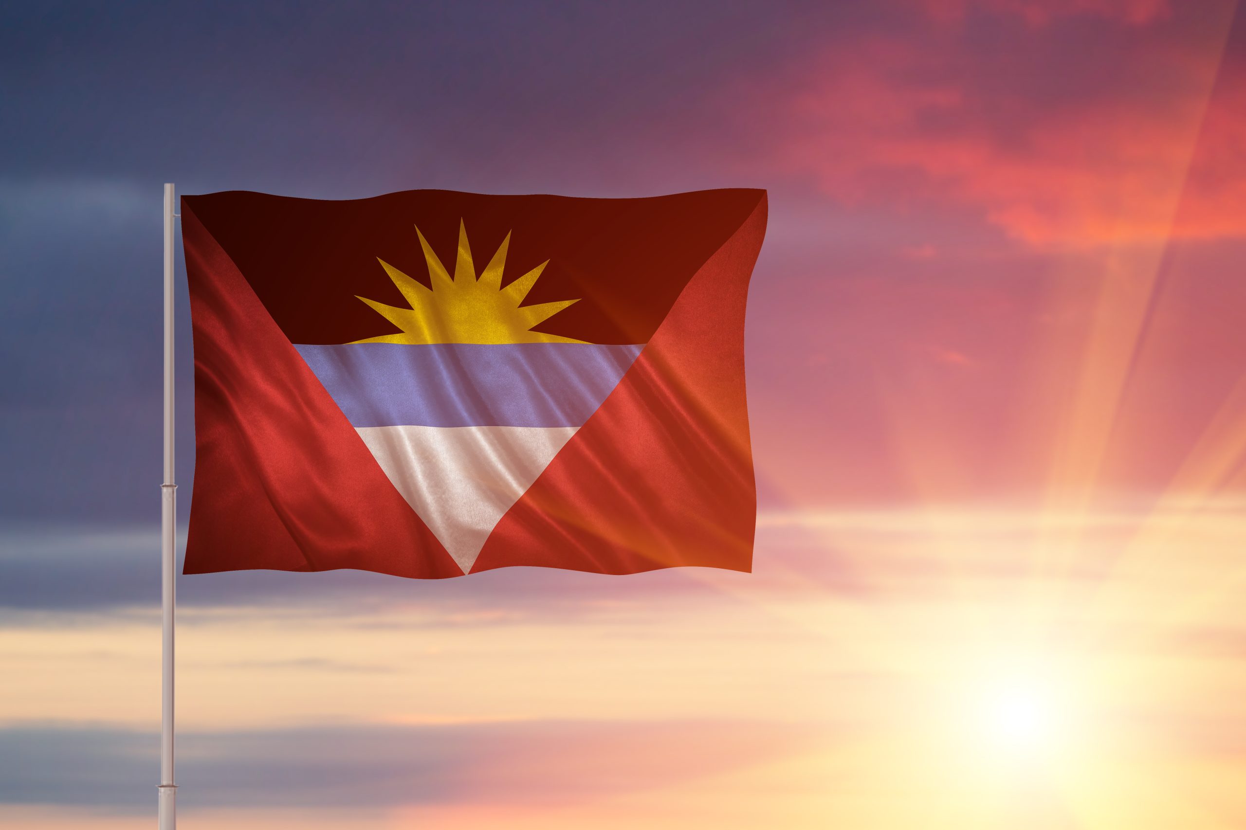 Closeup of grunge flag of Antigua and Barbuda.